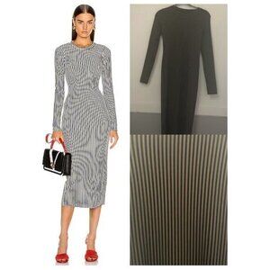 ✅ The Range Dress Bound Striped Midi Olive Green Black